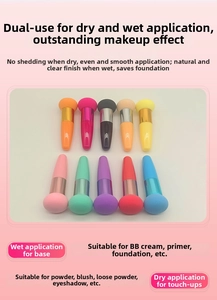 Set di 10 spugnette per trucco a fungo con manici colorati per uso asciutto e bagnato