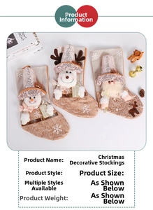 Detail of Christmas stocking set featuring snowman reindeer and grome with sequin accents