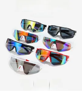 Collection of sports cycling sunglasses in seven vibrant colors and sleek wrap designs
