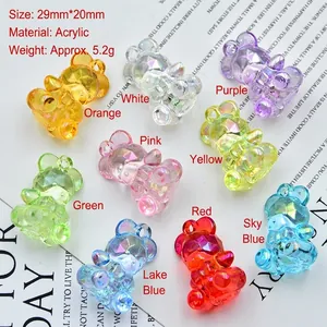 DIY bear charms in 9 colors with faceted acrylic design for keychains and accessories