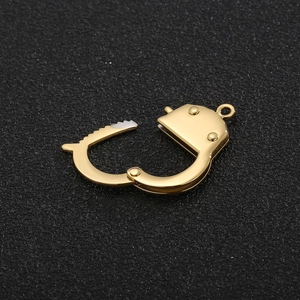 Golden stainless steel handcuff clasp charm for creative necklace and bracelet jewelry making