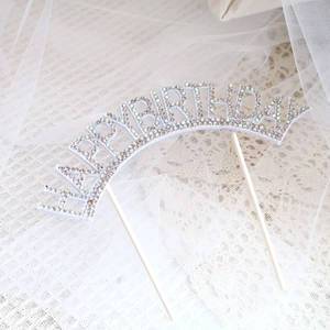 Belle Décoration de gâteau Joyeux Anniversaire en strass brillants avec bâtonnets