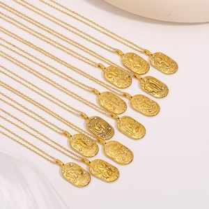 Set di 12 collane con ciondoli zodiacali in acciaio inossidabile placcato oro 18k