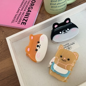 Cute acetate hair claws set featuring corgi and bear designs for girls' hairstyles