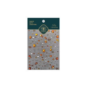 Cartoon amber cat and silver bow relief nail stickers with star heart patterns