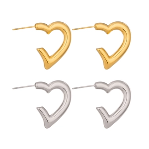 Orecchini a cerchio minimalisti a forma di cuore cavo in finitura oro e argento lucido