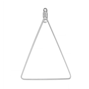 Detailed view of silver triangular stainless steel earring hooks with dual connection holes