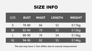 Guide des tailles pour body sculptant femme incluant buste, taille et longueur totale