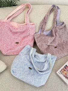 Sac Fourre-Tout En Peluche À Imprimé Léopard Grande Capacité Sac À Main Épaule En Fausse Fourrure Pour Femmes
