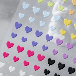 5D Embossed Heart Nail Art Stickers Matte 3D Textured Adhesive Decals Colorful DIY Manicure Decoration