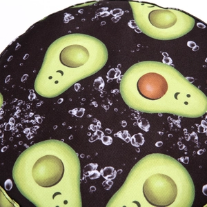 Double-sided bucket hat with cute cartoon avocado embroidery for sun protection