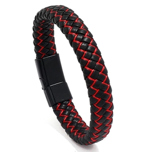 Bracciale In Pelle Intrecciata Da Uomo Con Chiusura Magnetica In Lega Stile Punk Casual Gioielli Da Mano Moda Accessorio