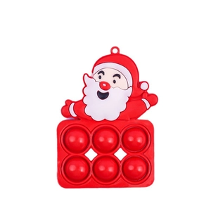 Christmas Santa Claus Pop-it fidget toy keychain in red silicone with 6 bubble buttons