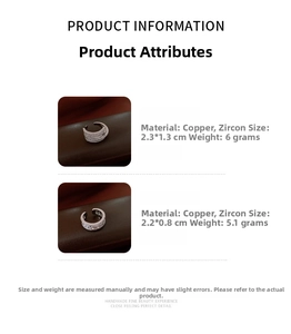 Detail showing dimensions and material specifications for zircon cuff earrings