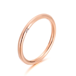 Minimalist Titanium Steel Single Rhinestone Ring For Women Geometric Electroplated Rose Gold Gold Silver Finger Ring Fashion Jewelry