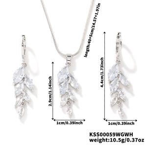 Détails des dimensions de l'ensemble bijoux cube en argent collier et boucles