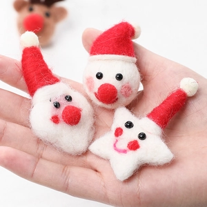 Handmade wool felt Christmas ornaments featuring Santa Claus, Snowman and Pink Star