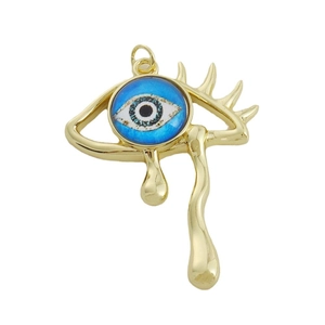 Pendentif œil grec plaqué or 18K avec émail bleu et motif effet goutte d'eau