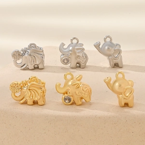 Zircon elephant pendant set in gold and silver finish for DIY necklace and jewelry making