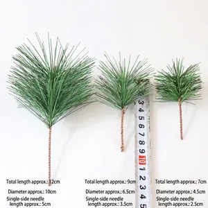 Artificial green PVC pine needles for DIY Christmas tree decorations in three sizes