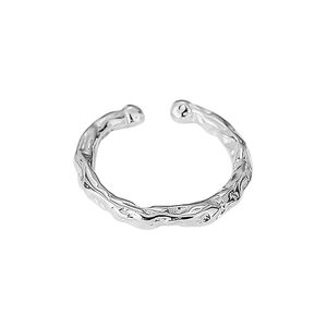 S925 sterling silver ear cuff featuring a unique crinkled texture and minimalist lava design