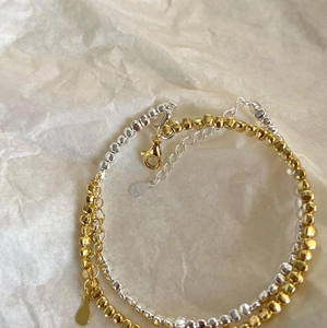 Minimalist S925 sterling silver bead bracelets in gold and silver finish with engraving