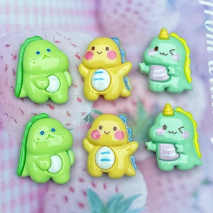 Glossy cartoon dinosaur resin charms for DIY hair clips and phone case decoration
