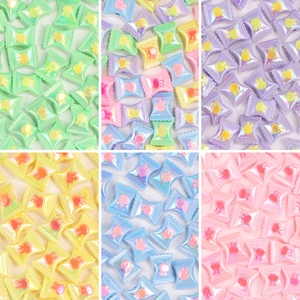 Acrylic Candy Shape Beads With Rabbit Design Iridescent Macaron Colors For DIY Jewelry Making Necklaces Bracelets