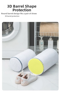Filet à linge cylindrique pour chaussures avec structure 3D en nid d'abeille et bord gris