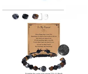 Bracelet en œil de tigre et obsidienne avec pierre de projection et carte cadeau
