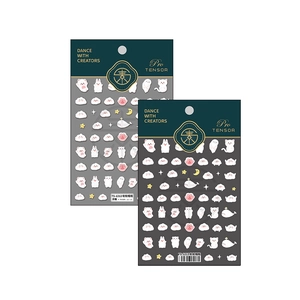3D embossed cartoon animal nail stickers with cute white bears and clouds on white base