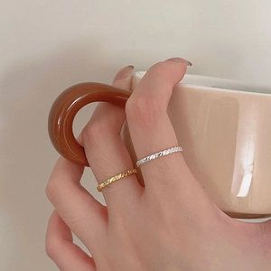 Minimalist S925 sterling silver braided rope rings in gold and silver set for daily wear