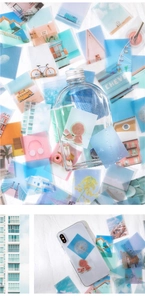 Artistic collage of vintage translucent scenery stickers for DIY phone case decoration