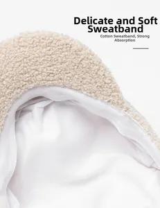 Detailed close-up of soft cotton sweatband inside the leopard faux fur military cap