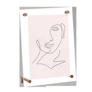 Transparent acrylic wall-mounted photo frame with four elegant metal standoff fixings
