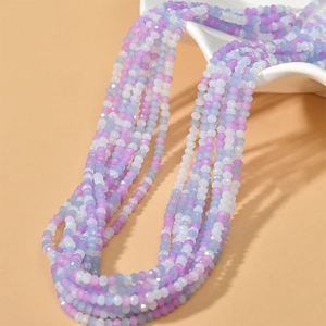 3mm faceted pastel crystal beads in purple blue and white for DIY jewelry making