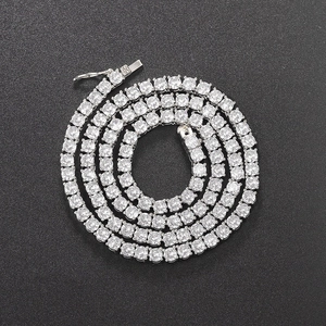 Classic gold-plated tennis necklace with round-cut zircons in a spiral display
