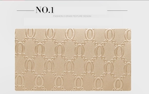 Detailed view of fashion embossed O grain texture design on beige synthetic leather handbag