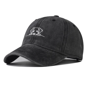 Washed Cotton Baseball Cap Vintage Distressed Dad Hat Cartoon Dog Embroidery Adjustable Sun Hat For Men Women Unisex