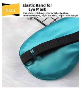 Detail of adjustable elastic strap and buckle on a teal satin silk sleep eye mask