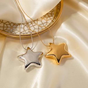18K gold and silver plated stainless steel star pendant necklace with sleek snake chain