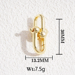 18K gold-plated brass U-shaped lobster clasp connector for DIY jewelry 30mm 7.5g