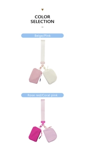 Dual-pouch waterproof nylon wristlet bag with rectangular and round coin purses