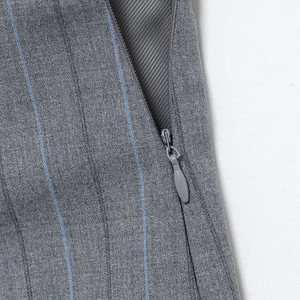 Gonna a pieghe grigia a righe con cerniera invisibile per una finitura pulita ed elegante