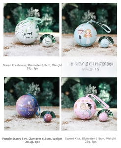 Macro view of 6.8cm Chinese style sphere tin gift boxes with decorative silk ribbons