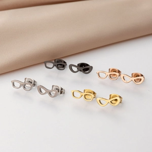 Sunglasses Shape Stud Earrings Stainless Steel Minimalist Glasses Tiny Ear Bone Studs Jewelry For Women