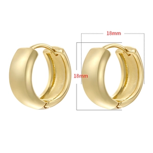 Polished 18K gold-plated minimalist hoop earrings with 18mm diameter measurement