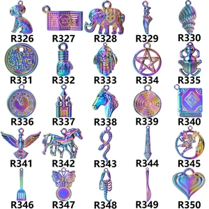 Rainbow plated stainless steel charms collection with 25 diverse DIY jewelry patterns