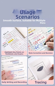 Transparent sticky notes for student study showing high clarity and waterproof writing surface