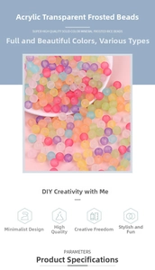 Macro shot of colorful frosted acrylic round beads for handmade DIY jewelry crafts